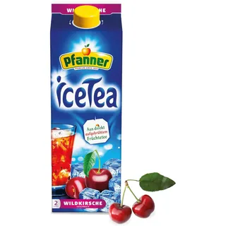 Pfanner IceTea Wildkirsche – Direkt aufgebrühte Schwarzteesorten kombiniert mit Kirschsaft (1 x 2 l)