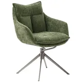 MCA PARKER 4 Fuß Stuhl mit Armlehnen Edelstahl/Stoffbezug 360° drehbar - Silber