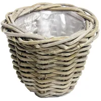 Van der Leeden Rattan Übertopf Ø 20 x 16 cm Grau