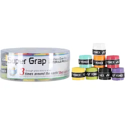 Yonex Overgrip Wet Super Grap 0.6mm (Komfort/glatt/leicht haftend) farblich sortiert 36er Box