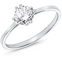 JEWLIX Goldring aus 375er Weißgold mit Zirkonia in Krappenfassung VR0529-W silberfarben 60