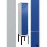 C+P Z-Spind Classic PLUS, Gestell, 2 Abteile, HxBxT 212x40x50cm, Sicherheitsdrehriegel, Hellgrau/Enzianblau von PROREGAL