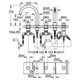 Grohe Atrio 5-Loch-Wannen-Kombination Chrom