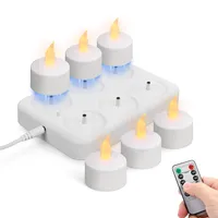 ZEMBSOYA Wiederaufladbare flammenlose Teelichter mit Ladestation, Fernbedienung, batteriebetrieben, flackernde LED-Teelichter für Zuhause, Hochzeitsdekoration