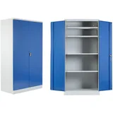 Schrank & Stuhl 2 Werkstattschränke XXL Schwerlastschränke 195 x 92 x 60 cm (HxBxT) GRAU/BLAU - KOMPLETT MONTIERT