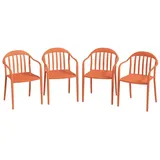 Outsunny Gartenstuhl 4er Set wetterfest Gartenstühle aus Kunststoff Stapelstuhl mit Armlehne Rückenlehne stapelbar Terrassenstuhl bis 120 kg belastbar - Rot