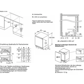 Siemens KU22LADD0 Unterbau-Kühlschrank (110 l, 820 mm hoch, Weiß)