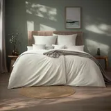 Estella Mako-Satin Uni Bettwäsche Valetta 200x220 cm + 2x 80x80 cm | elfenbein - beige