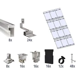 Prior PV Schrägdach-Montageset 4x3 Solarmodule