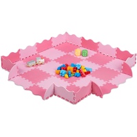 Relaxdays Puzzlematte 36-teilig, EVA Schaumstoff, schadstofffrei, 1,4 m2, Spielmatte mit Rand, Kinder Matte, pink/rosa, 1 x 31.5 x 31.5 cm