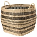 Kouboo 1060042 Großer, gestreifter Weidenkorb, 67,3 x 67,3 x 69,8 cm, Beige/Schwarz