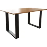 DeLife Esstisch Edge 140x90 S Akazie Natur Kufe Schwarz Live-Edge - Hellbraun