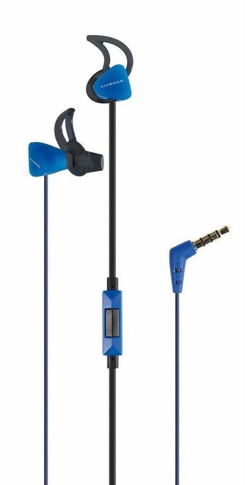 Vivanco Smartphone-Headset (Perfekte Passform und modernes Design, Starkes, reißfestes Kabel) blau