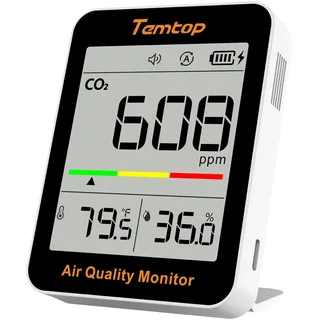 Temtop C1 CO2 Messgerät mit CO2-Monitor, Thermometer & Hygrometer – Präzise Messung für Luftqualität in Zuhause, Büro, Schule