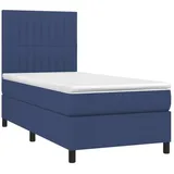 vidaXL Boxspringbett mit Matratze & LED Blau 100x200 cm Stoff