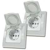 ChiliTec Schuko-Steckdose IP44 Weiß 2 St.