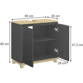 Vicco Waschbeckenunterschrank Livia Anthrazit, 60 x 60 cm mit 2 Türen