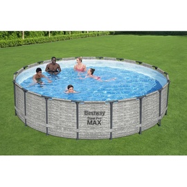 BESTWAY Steel Pro Max Frame Pool Set 549 x 122 cm steinoptik inkl. Filterpumpe