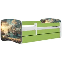 Raumhirsch furniture Kinderbett, Grün, Holzwerkstoff, Holzwerkstoff, 1 Schubladen, 80x160