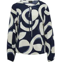 s.Oliver Gemusterte Viskosebluse mit Bindeband Blau/Mehrfarbig 34