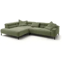 KAWOLA Sofa DELIA Ecksofa Cord olivgrün Recamiere links -