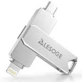 LESOGE MFi-Zertifizierter USB C Stick 256 GB,Mini USB Stick Handy Fotos Speichern,3 in 1 USB C und 3.0 Stick,Externer Speicher für Fotos und Videos,Photo Stick für iPhone/iPad/Android/PC/Mac (Silber)