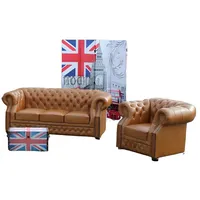 Xlmoebel Chesterfield-Sofa Echtleder-Sofa-Garnitur Chesterfield Vintage Oxford mit 3-Sitzer, Hergestellt in Europa braun