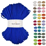 Geflochtene Baumwollkordel 5mm 100m, 46 Farben, Häkelkordel, Makramee Kordel, Premium Garn, Makramee Seil, Sznurkomania (Kornblume)