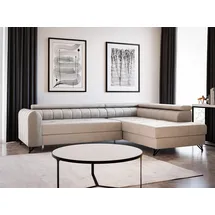 Sofnet Ecksofa mit schlaffunktion und bettkasten ALICE bettfunktion Moderne Wohnlandschaft - 1 Stk - Beige (Paros 02),...