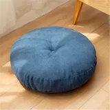 SWECOMZE Tatami Sitzkissen Rund Verdicken Gemütlich Bodenkissen Kissen für Wohnzimmer Garten Esszimmer Home Deko (Blau,Durchmesser 42cm)