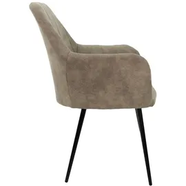 ECD Germany 2er Set Esszimmerstühle mit Rücken- und Armlehnen, Olive, aus Kunstleder