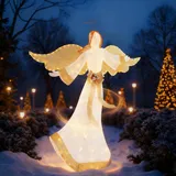 Costway Weihnachtsengel beleuchtet groß, 150 cm Weihnachtsdeko mit 180 warmweiße LED-Lichtern, Weihnachtsfigur Weihnachtsdekoration, Weihnachtsbeleuchtung für außen und innen