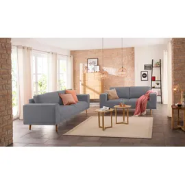 Home Affaire 3-Sitzer HOME AFFAIRE "Lasse", grau, B:239cm H:84cm T:89cm, Struktur fein( 100% Polyester);Filzoptik (100% Polyester);Luxus-Microfaser (100% Polyester), Sofas, im scandinavischem Stil mit Holzfüßen