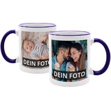 PhotoFancy® - Fototasse beidseitig Bedruckt - Personalisierte Tasse mit eigenen Fotos selbst gestalten - Dunkelblau