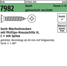 Hörger & Geßler Senkblechschraube DIN 7982 PH/Spitze C 6,3x50-H Stahl galv.verz. 250St.