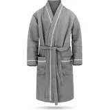 Normani Herren Morgenmantel mit Waffel-Piqué Bali in Grau | Gr.: 5XL