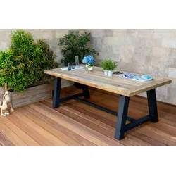 OUTFLEXX Belanda Esstisch, dark grey/natur, Alu/recyceltes Teak, 200x100x76cm, rustikal gebürstet, A-Gestell, FSC®-zertifiziertes Produkt
