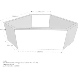Badewannenträger für Mauersberger Fascia Fünfeck 150 × 150 × 46 cm