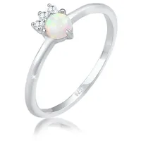 Elli Verlobungsring Vintage Zirkonia Kristalle Opal Trend 925 Silber silberfarben 56 mm
