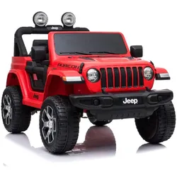 ES-Toys Kinder Elektroauto Jeep Wrangler Rubicon EVA Reifen Allrad lizenziert rot