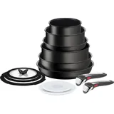 Tefal L3959443 Ingenio Unlimited On Töpfe- und Pfannen-Set, stapelbar, abnehmbarer Griff, platzsparend, antihaftbeschichtet, Induktion, 13-teilig, schwarz