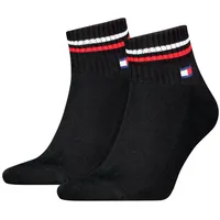 Tommy Hilfiger Tommy Jeans Herren Quarter Iconic Socken mit Label-Print im 2er-Pack, black 43/46