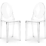 Privatefloor - 2er-Pack transparente Esszimmerstühle - Victoria Queen Transparent