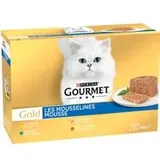 Gourmet Gold Feine Pastete 12 x 85 g - Mixpaket (Kaninchen, Huhn, Lachs, Nieren)