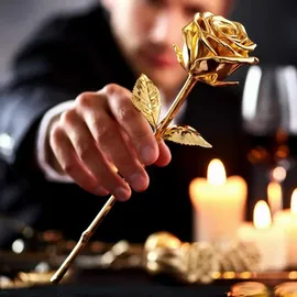 MikaMax Rose, 24 Karat Echtheitszertifikat – In 24K Gold getauchte echte Rose, 30 cm – Handgetaucht in Gold Frauen, Freundin, Valentinstag, Muttertag, Weihnachten