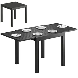 Outsunny Gartentisch Ausziehbar 80/160 x 75 cm Schwarz/Grau