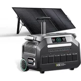 IEE 3200W Solargenerator P3200 mit 200W Solarpanel, 2048Wh Tragbare Powerstation, LiFePO4 Akku, 0–80% in 45 Min.Laden, APP, 16 Anschlüsse, Portable Power Station für Camping/Wohnmobile/Notstrom