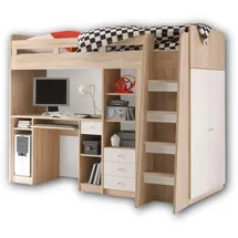 Pol-Power Hochbett Unit eiche/weiß