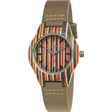 Holzwerk Germany Holzwerk LINZ BROWN bunte moderne kleine Leder & Holz Armband Uhr, braun - Braun/Bunt