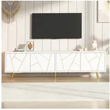 Okwish TV-Schrank Lowboard 190x40x51 cm Weiß/Gold Spanplatte